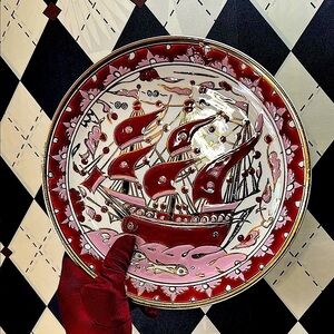 Vintage Greek Dakas Rhodes Folk Art Plate | Archangelos Maritime Ship & Fish